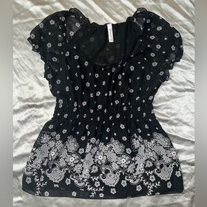 Gitano Shirt Top Blouse Women’s Black Sheer Size Large